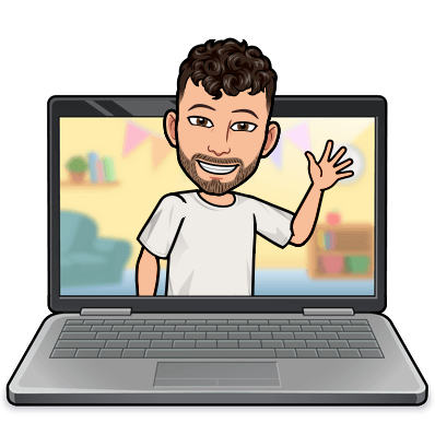 laptop with hello hand bitmoji